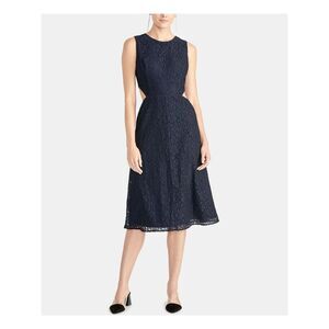 RACHEL ROY Womens Navy Sleeveless Jewel Neck Midi Sheath Party Dress Size: 6